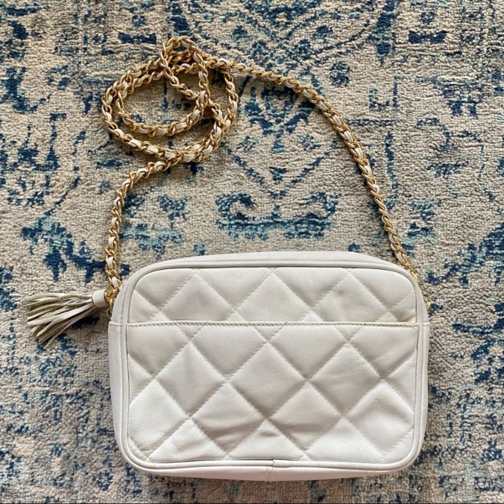 Vintage Giani Bernini White Quilted Leather Bag